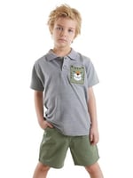 Kaplan Erkek Çocuk Polo Yaka T-shirt Şort Takım