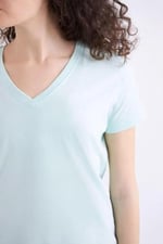 Kappa 361D5Uwxcd W Logo Cabou Bisiklet Yaka Regular Fit Düz Yeşil Kadın T-Shirt S