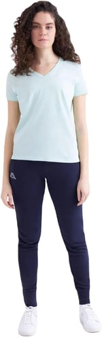 Kappa 361D5Uwxcd W Logo Cabou Bisiklet Yaka Regular Fit Düz Yeşil Kadın T-Shirt S