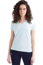 Kappa 361D5Uwxcd W Logo Cabou Bisiklet Yaka Regular Fit Düz Yeşil Kadın T-Shirt S