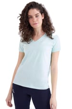 Kappa 361D5Uwxcd W Logo Cabou Bisiklet Yaka Regular Fit Düz Yeşil Kadın T-Shirt S