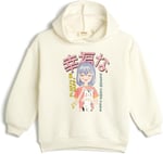 Kapşonlu Sweatshirt Anime Baskılı Uzun Kollu Şardonlu