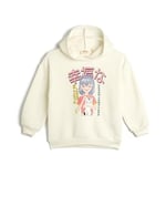 Kapşonlu Sweatshirt Anime Baskılı Uzun Kollu Şardonlu