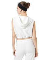 Kapüşonlu Crop Sweatshirt Beli Lastikli Kolsuz
