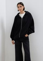 Kapüşonlu Fermuarlı Siyah Sweatshirt 1610221-900