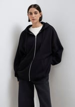 Kapüşonlu Fermuarlı Siyah Sweatshirt 1610221-900