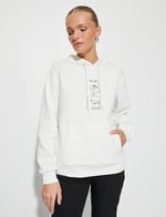 Kapüşonlu Sweatshirt Nakışlı Kanguru Cepli Uzun Kollu