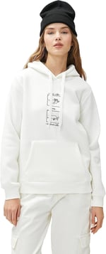 Kapüşonlu Sweatshirt Nakışlı Kanguru Cepli Uzun Kollu