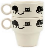 Kara Kedi 2'li Espresso Bardak Seti - Hediye Seramik Fincan
