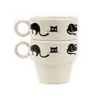 Kara Kedi 2'li Espresso Bardak Seti - Hediye Seramik Fincan