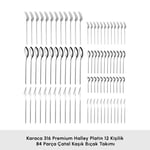 Karaca 316 Premium Halley Platin 12 Kişilik 84 Parça Çatal Kaşık Bıçak Takımı