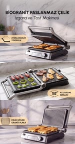 Karaca Biogranit 6 Dilim Kapasiteli Paslanmaz Çelik Izgara ve Tost Makinesi Inox 2000W