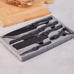 Karaca Black Stone 6 Parça Makas ve Soyacaklı Bıçak Seti