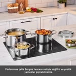 Karaca Burgaz 8 Parça Katlanabilir Kulplu İndüksiyon Tabanlı Çelik Tencere Seti
