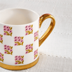 Karaca Checker Flower  Pink Kupa 330 ml