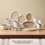 Karaca Earth Collection Rise 55 Parça 12 Kişilik Yemek Takımı Plus Krem