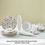 Karaca Fine Pearl Confetti 26 Parça 6 Kişilik Kahvaltı Takımı Gold