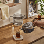 Karaca Flat Borosilikat Cam Midi Çaydanlık Takımı Amber 1,1L & 1,8L