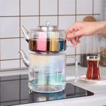 Karaca Flat Borosilikat Cam Midi Çaydanlık Takımı Amber 1,1L & 1,8L