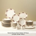 Karaca Forever Bone Gülizar 53 Parça 12 Kişilik Yemek Takımı