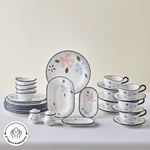 Karaca Forever Bone Perla Bloom 28 Parça 6 Kişilik Kahvaltı Takımı Lacivert