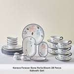 Karaca Forever Bone Perla Bloom 28 Parça 6 Kişilik Kahvaltı Takımı Lacivert