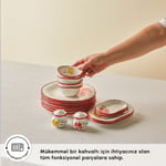 Karaca Forever Bone Perla Bloom 28 Parça 6 Kişilik Kahvaltı Takımı Kırmızı