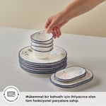 Karaca Forever Bone Perla Bloom 28 Parça 6 Kişilik Kahvaltı Takımı Lacivert