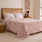 Karaca Home Cherry Grove Çift Kişilik Nakışlı %100 Pamuk Müslin Pike Takımı Pembe