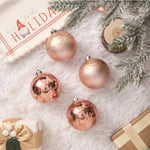 Karaca Home Karaca 4'lü Set Top Ağaç Süsü Pembe ve Pembe Mat 8 cm