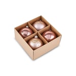 Karaca Home Karaca 4'lü Set Top Ağaç Süsü Pembe ve Pembe Mat 8 cm