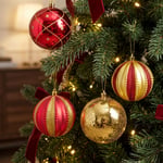 Karaca Home New Year 4'lü Ağaç Süsü Kırmızı Gold
