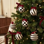 Karaca Home New Year Panayır 6'lı Ağaç Süsü Siyah Beyaz