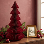 Karaca Home New Year Velvet Glow Kağıt Çam Ağacı Dekoratif Obje 23x23x45 cm