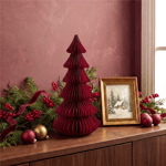 Karaca Home New Year Velvet Glow Kağıt Çam Ağacı Dekoratif Obje 23x23x45 cm