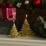 Karaca Home New Year Yılbaşı Çam Ağacı Şekilli Mum Gold 12x12x12,5 cm