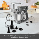Karaca Multichef Artisan Kıyma Çekme/ Sucuk-Sosis/İçli Köfte Aparatlı Digital Ekran Tam Döküm Kıyma Aparatlı Hamur Yoğurma Makinesi 7L