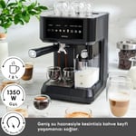 Karaca MyCaffe Barista S10 Entegre Süt Hazneli, Espresso, Latte ve Cappuccino Makinesi Matte Black