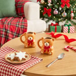 Karaca New Year Yılbaşı Lovely Bear 2 Kişilik Kahve Fincan Takımı 110 ml
