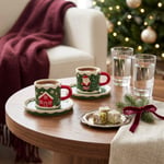 Karaca New Year Yılbaşı Santa House 2 Kişilik Kahve Fincan Takımı 110 ml