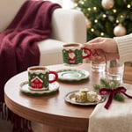 Karaca New Year Yılbaşı Santa House 2 Kişilik Kahve Fincan Takımı 110 ml
