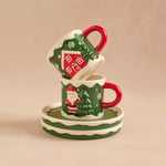 Karaca New Year Yılbaşı Santa House 2 Kişilik Kahve Fincan Takımı 110 ml
