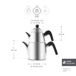 Karaca Powersteel Pro 316+ Tokyo Çelik İndüksiyon Tabanlı Çaydanlık Takımı 1,05L & 2,5L