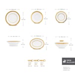 Karaca Royal Bone Charlotte 55 Parça 12 Kişilik Yemek Takımı Gold