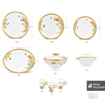 Karaca Royal Bone Golden Palms 55 Parça 12 Kişilik Yemek Takımı