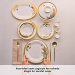 Karaca Royal Bone Golden Palms 55 Parça 12 Kişilik Yemek Takımı