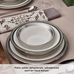 Karaca Royal Bone Kate 55 Parça 12 Kişilik Yemek Takımı Platin
