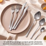Karaca Seashell 316+ 12 Kişilik 84 Parça Çatal Kaşık Bıçak Takımı Platin