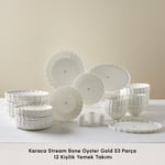 Karaca Stream Bone Oyster Gold Logo 53 Parça 12 Kişilik Yemek Takımı