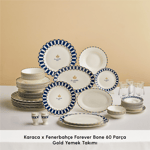 Karaca x Beşiktaş Lisanslı Forever Bone 60 Parça 8 Kişilik Yemek Takımı Platin